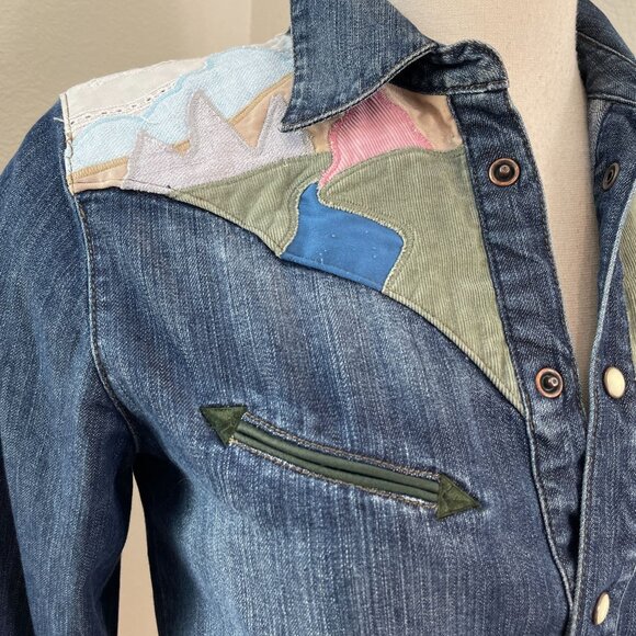Earl Jean Womens Medium Denim Western Shirt Vintage ASO Lorelai Gilmore Girls - Picture 8 of 13